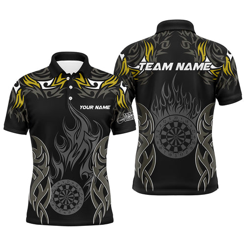 Personalized Darts Tournament Jersey For Men Custom Dartboard Fire Flame Darts Team Shirts | Yellow TDM2332