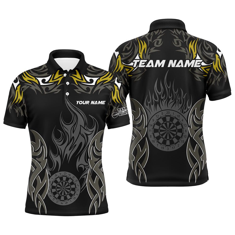 Personalized Darts Tournament Jersey For Men Custom Dartboard Fire Flame Darts Team Shirts | Yellow TDM2332