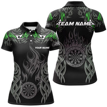 Load image into Gallery viewer, Personalized Darts Tournament Jersey For Women Custom Dartboard Fire Flame Darts Team Shirts | Green TDM2333