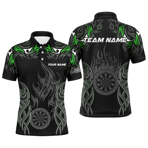 Personalized Darts Tournament Jersey For Men Custom Dartboard Fire Flame Darts Team Shirts | Green TDM2333