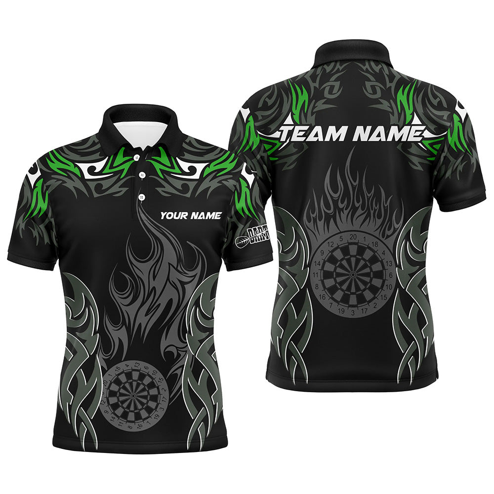 Personalized Darts Tournament Jersey For Men Custom Dartboard Fire Flame Darts Team Shirts | Green TDM2333