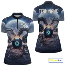 Load image into Gallery viewer, Personalized Dragon 8 Ball Billiard Shirt For Women Custom Pool League Team Jersey Polo &amp; 1/4 Zip TDM4875