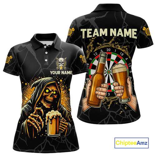 Funny Darts And Beer Grim Reaper Darts Shirt For Women Custom Drinking Darts Team Jersey Outfit TDM4879