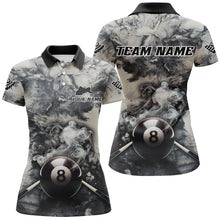 Load image into Gallery viewer, Personalized Black White 8 Ball Pool Hazy Smoke Billiard Shirts For Women Custom 3D Billiard Jerseys TDM2846