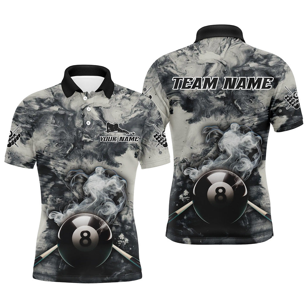 Personalized Black White 8 Ball Pool Hazy Smoke Billiard Shirts For Men Custom 3D Billiard Jerseys TDM2846