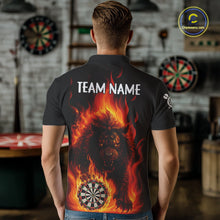 Load image into Gallery viewer, Orange Flaming Lion Darts Shirts For Men Custom Fire Darts League Jersey Team Polo &amp; 1/4 Zip TDM5308