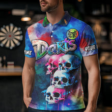 Load image into Gallery viewer, Funny Colorful Neon Graffiti Skull Dart Shirts For Men Custom Dart Jerseys, Best Darts Clothing TDM3794