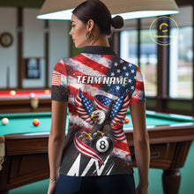 Load image into Gallery viewer, Custom American Flag Eagle Billiard Shirt For Women, Patriotic 8 Ball Pool Team Jersey Polo, 1/4 Zip TDM6181