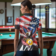 Load image into Gallery viewer, Custom American Flag Eagle Billiard Shirt For Women, Patriotic 9 Ball Pool Team Jersey Polo, 1/4 Zip TDM6182