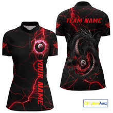 Load image into Gallery viewer, Black And Red 8 Ball Pool Lightning Custom Dragon Women&#39;s Billiard Shirts, Billiard Team Jerseys TDM4073