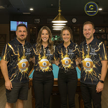 Load image into Gallery viewer, Custom Thunder Lightning 9 Ball Billiard Shirts For Women, 9 Ball Pool Team Jersey Polo &amp; 1/4 Zip TDM6611