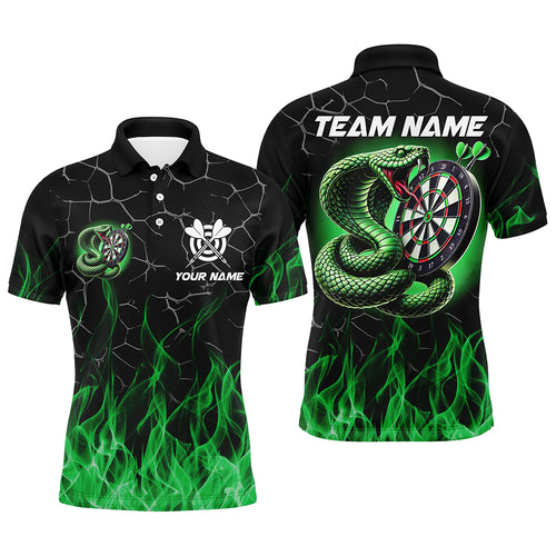 Personalized Darts Snakes Fire Flame Custom Green Darts Shirts For Men, Cool Darts Team Jerseys TDM2108