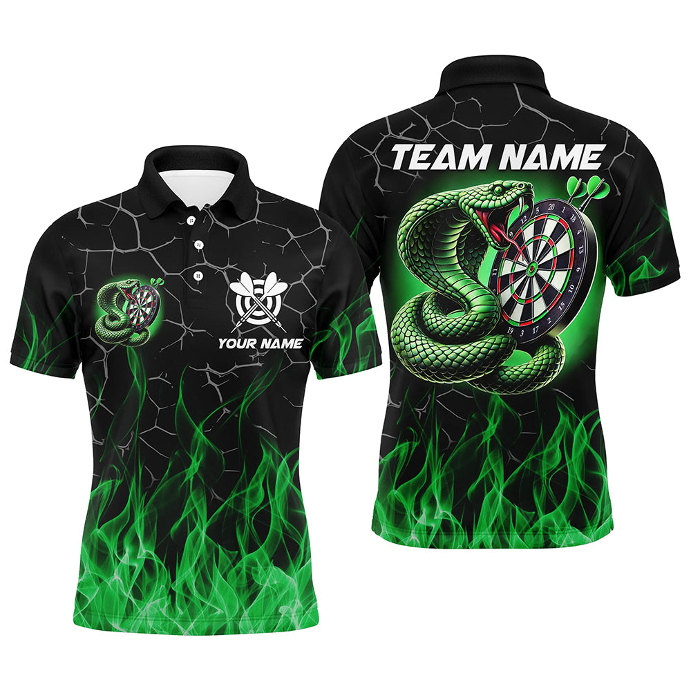 Personalized Darts Snakes Fire Flame Custom Green Darts Shirts For Men, Cool Darts Team Jerseys TDM2108