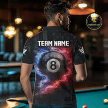 Load image into Gallery viewer, Custom 8 Ball US Flag Smoke Skull Billiard Shirt For Men, Patriotic Pool Team Jersey Polo, 1/4 Zip TDM5812