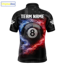 Load image into Gallery viewer, Custom 8 Ball US Flag Smoke Skull Billiard Shirt For Men, Patriotic Pool Team Jersey Polo, 1/4 Zip TDM5812