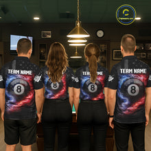 Load image into Gallery viewer, Custom 8 Ball US Flag Smoke Skull Billiard Shirt For Men, Patriotic Pool Team Jersey Polo, 1/4 Zip TDM5812