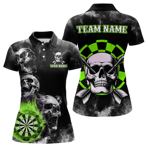 Personalized Green Darts Smoke Skull Women Dart Shirt Custom Dart Board Fire Flame Dart Team Jersey TDM3653