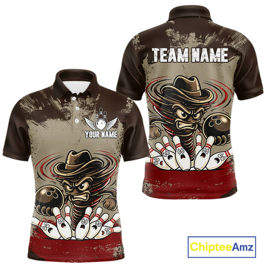 Funny Tornado Grunge Bowling Shirt For Men Custom Bowling Team Jersey Polo & Quarter Zip Shirts TDM6203