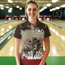 Load image into Gallery viewer, Funny Tornado Grunge Bowling Shirt For Women Custom Bowling Team Jersey Polo &amp; Quarter Zip Shirts TDM6203