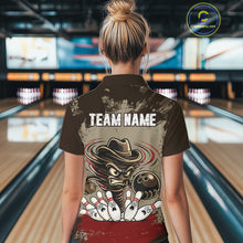 Load image into Gallery viewer, Funny Tornado Grunge Bowling Shirt For Women Custom Bowling Team Jersey Polo &amp; Quarter Zip Shirts TDM6203