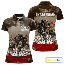 Load image into Gallery viewer, Funny Tornado Grunge Bowling Shirt For Women Custom Bowling Team Jersey Polo &amp; Quarter Zip Shirts TDM6203