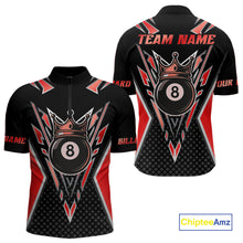 Load image into Gallery viewer, Customized 8 Ball Pool Crown Men Billiard Shirts, Red And Black Billiard Team Shirts, Pool Jersey TDM4079