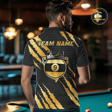 Load image into Gallery viewer, Black And Gold Scratch Billiard Shirts For Men Custom 9 Ball Crown Pool Team Jersey Polo &amp; 1/4 Zip TDM6622
