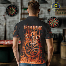 Load image into Gallery viewer, Fire Flame Darts Board American Flag Skull Dart Shirts For Men Custom Darts Team Jerseys |Orange TDM4267