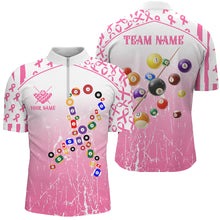Load image into Gallery viewer, Colorful Billiard Balls Custom Pink Billiard Shirts For Men, Funny Breast Cancer Billiard Jerseys TDM2368