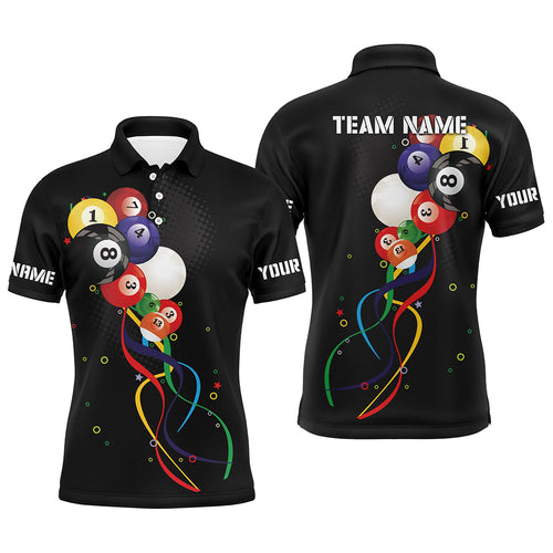 Personalized Funny Billiard Bubbles 3D Polo Shirts For Men, Custom Name Unique Billiard Shirts TDM0228