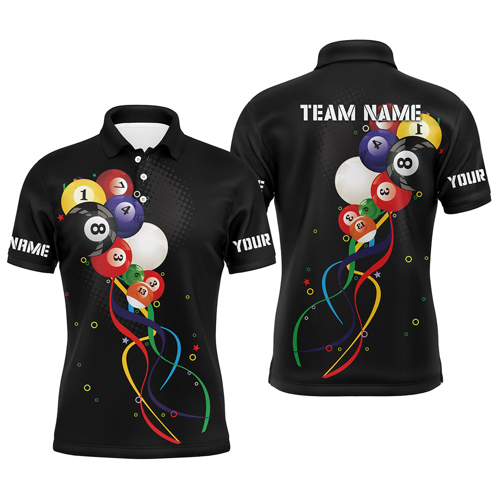 Personalized Funny Billiard Bubbles 3D Polo Shirts For Men, Custom Name Unique Billiard Shirts TDM0228