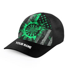 Load image into Gallery viewer, Custom Green Grunge US Flag Patriotic Darts Hat, Personalized Baseball Darts Cap Gifts TDM2615
