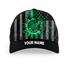 Load image into Gallery viewer, Custom Green Grunge US Flag Patriotic Darts Hat, Personalized Baseball Darts Cap Gifts TDM2615