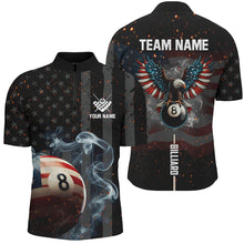 Load image into Gallery viewer, Personalized Eagle US Flag 8 Ball Smoke Billiard Shirts For Men, Patriotic Billiard Pool Jerseys TDM2854