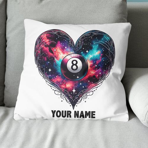 Personalized 8 Ball Pool Colorful Heart Throw Pillows, Billiard Pillows TDM0813