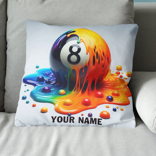 Custom Colorful Melting 8 Ball Pool Throw Pillows, Best Billiard Pillow Decor TDM0814