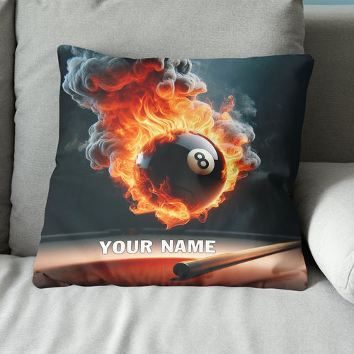 Personalized Flaming 8 Ball Pool Pillow Custom Billiard Pillows Gifts TDM0816