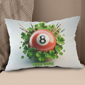 Funny Red Billiard Ball And Clovers Custom White Pillows, Billiard Gifts TDM0817