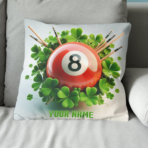 Funny Red Billiard Ball And Clovers Custom White Pillows, Billiard Gifts TDM0817