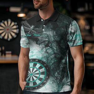 Black Turquoise Smoke Dart Shirts For Men Custom Dart Jersey Polo & 1/4 Zip TDM3804