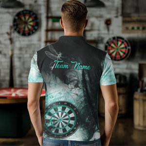 Black Turquoise Smoke Dart Shirts For Men Custom Dart Jersey Polo & 1/4 Zip TDM3804