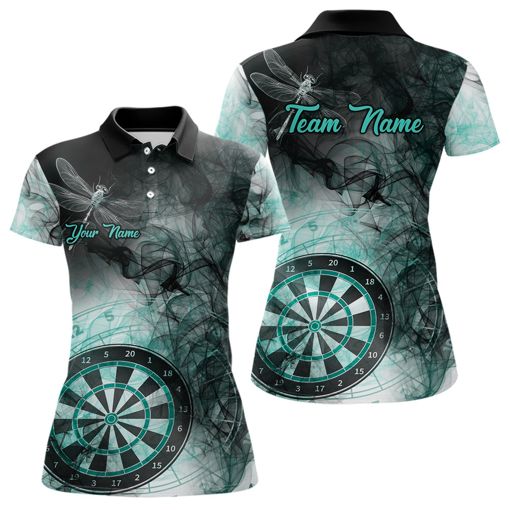 Turquoise Smoke Darts Shirt With Pocket Option For Women Custom Darts Jersey TDM3804
