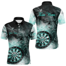 Load image into Gallery viewer, Black Turquoise Smoke Dart Shirts For Men Custom Dart Jersey Polo &amp; 1/4 Zip TDM3804