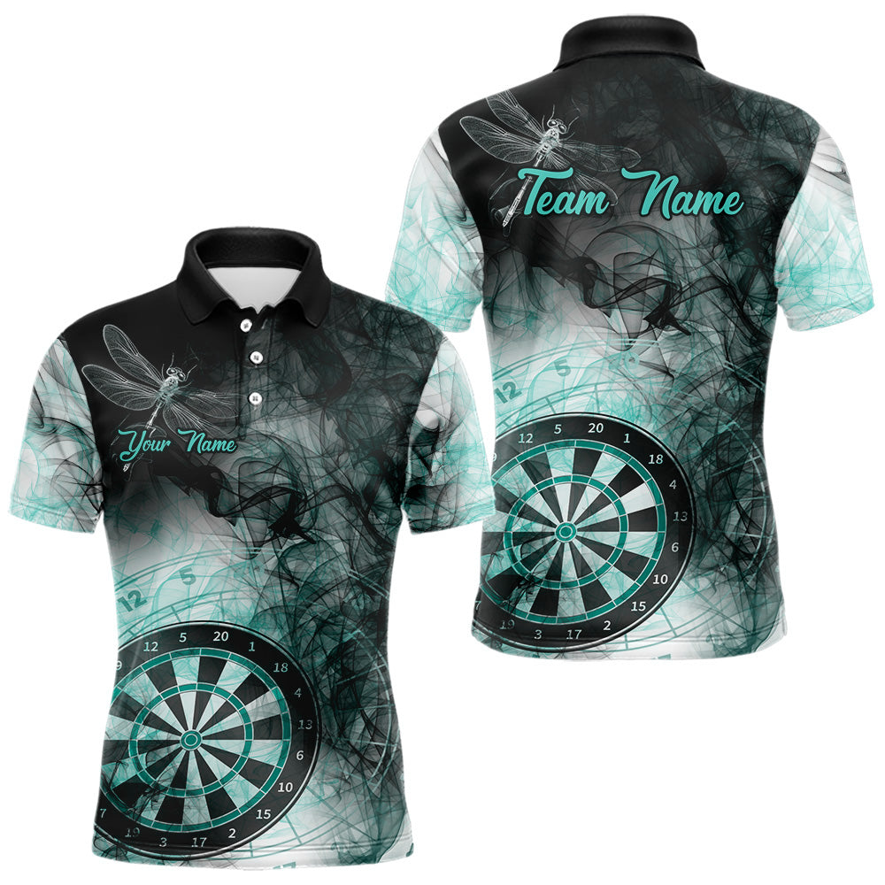 Black Turquoise Smoke Dart Shirts For Men Custom Dart Jersey Polo & 1/4 Zip TDM3804