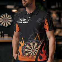 Load image into Gallery viewer, Black And Orange Flame Dart Shirt For Men Custom Dart Jersey Polo &amp; 1/4 Zip TDM3806