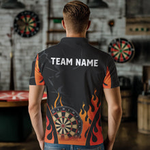 Load image into Gallery viewer, Black And Orange Flame Dart Shirt For Men Custom Dart Jersey Polo &amp; 1/4 Zip TDM3806