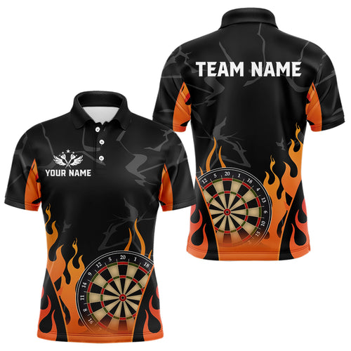 Black And Orange Flame Dart Shirt For Men Custom Dart Jersey Polo & 1/4 Zip TDM3806