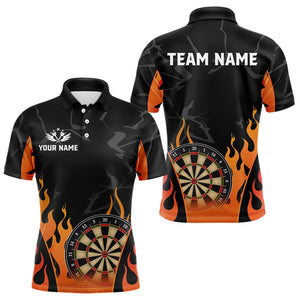 Black And Orange Flame Dart Shirt For Men Custom Dart Jersey Polo & 1/4 Zip TDM3806