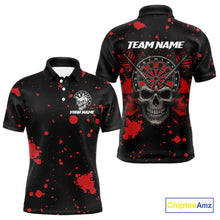Load image into Gallery viewer, Black And Red Paint Skull Dart Shirts For Men Custom Dart Jerseys, Darts Team Shirt Polo &amp; 1/4 Zip TDM4086