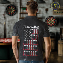 Load image into Gallery viewer, American Flag Black Grunge Darts Polo &amp; 1/4 Zip Custom Darts Shirt For Men Patriotic Dart Jersey TDM4700